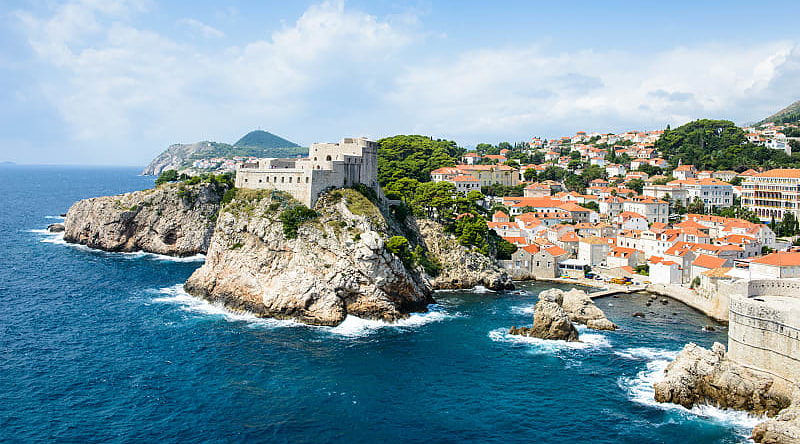 Fortress and old town seaside town of Dubrovnik, Croatia Fortress and old town seaside town of Dubrovnik, Croatia