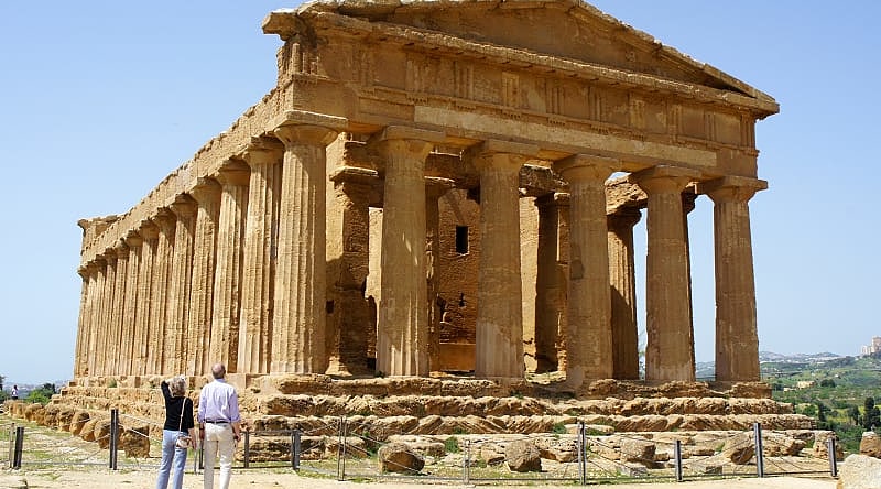 Agrigento in Sicily, Italy Senior couple at the Valley of the Temples in Agrigento, Sicily