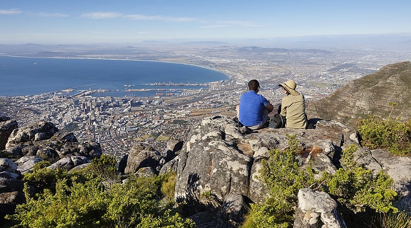 Couple enjoying view of Cape Town in South Africa Couple enjoying view of Cape Town in South Africa