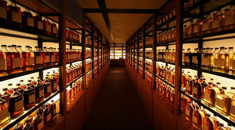 Whiskey library at Yamazaki Distillery in Japan