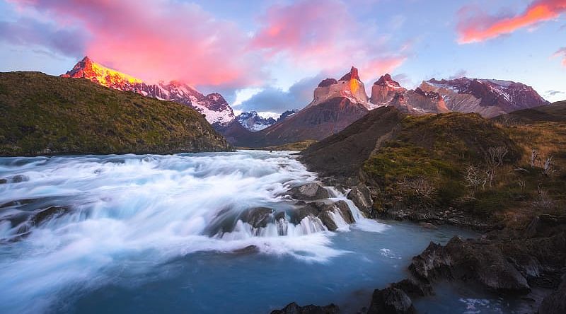 Salto Grande waterfall in Torres del Paine National Park, Chile