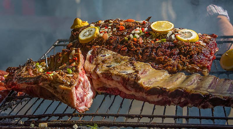 Argentine asado being prepared on the streets in Buenos Aires