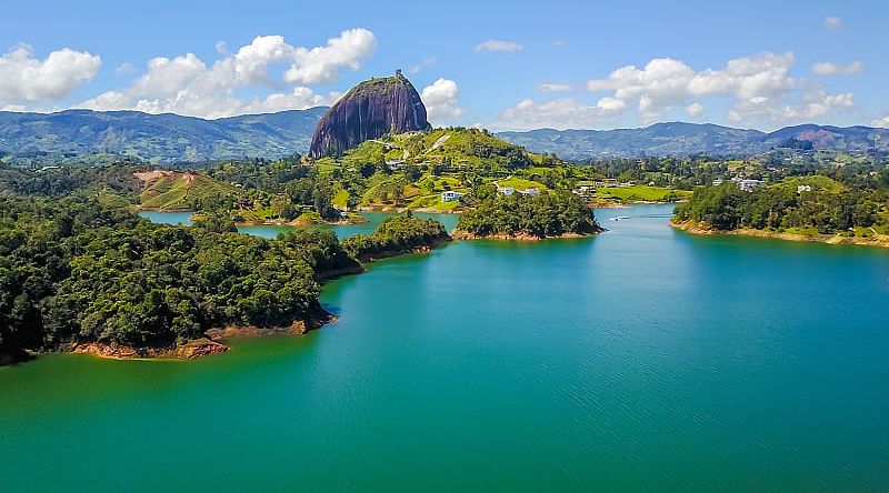 Rock of Guatapé and Peno Lake in Colombia