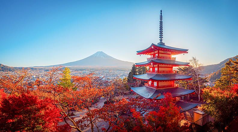 Chureito Pagoda with Mt Fuji in Fujiyoshida, Japan