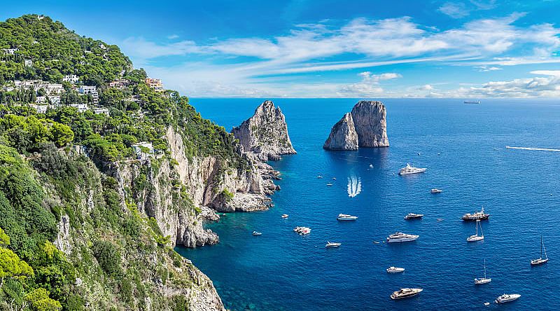 Capri Island in the Bay of Naples, Italy