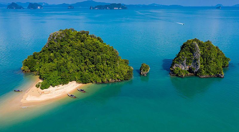 Small tropical island with sand beach near Koh Yao Noi, Thailand