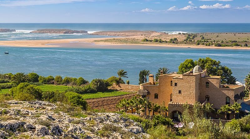 Beach and lagoon in Oualidia, Morocco