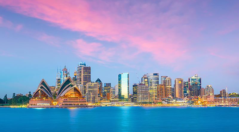 Sydney skyline at sunset in Australia