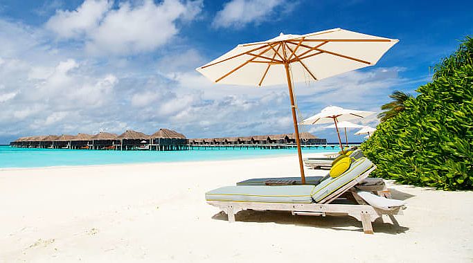 Romantic beach in the  Maldives