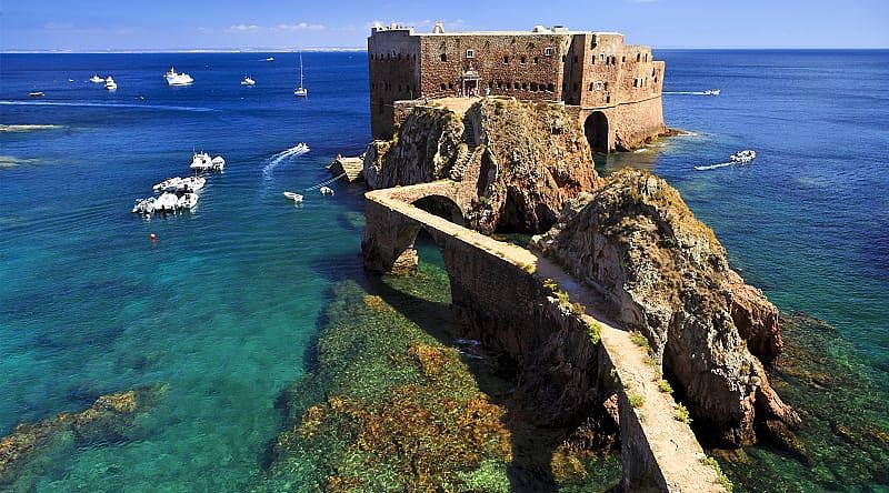 Abandoned Fortress and Lighthouse on Berlenga Grande Island, Berlenga Nature Reserve, Portugal