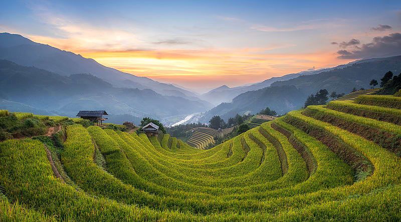 Sapa Valley at sunset in Vietnam