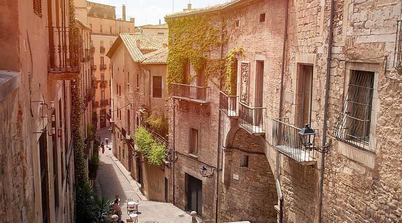 Romantic streets of Girona, Catalonia, as if made for walks only for two