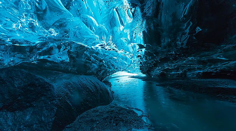 Big ice cave at Vatnajokull glacier Iceland