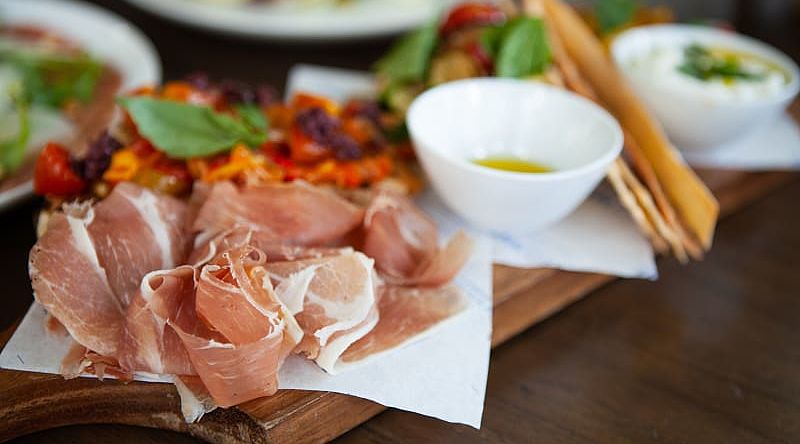 Prosciutto di Parma appetizers served in Italy