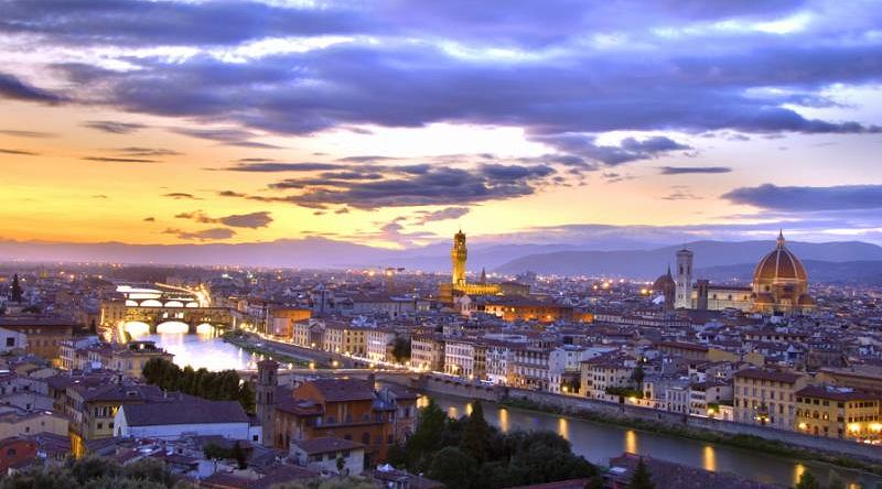 Florence at sunset in Italy.