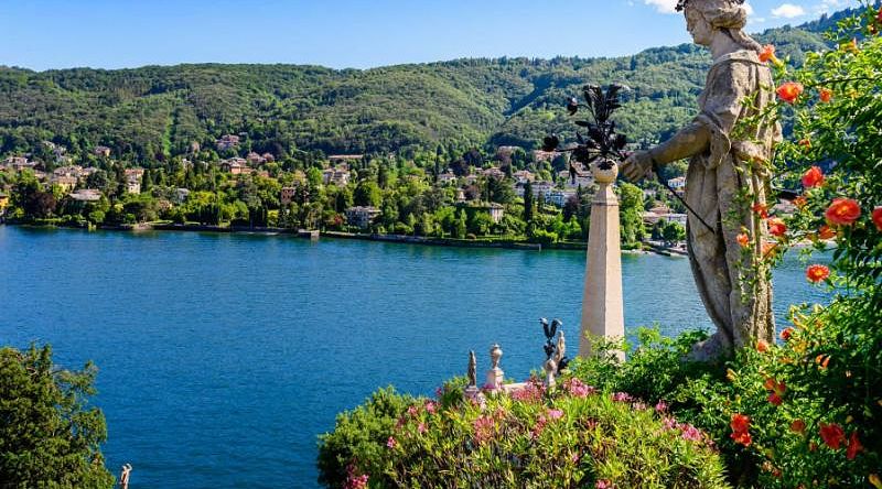 View of Lake Maggiore from Sola Bella Island, Northern Italy