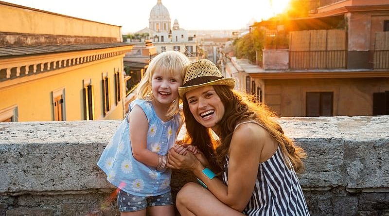 Mother and daughter in Rome, Italy