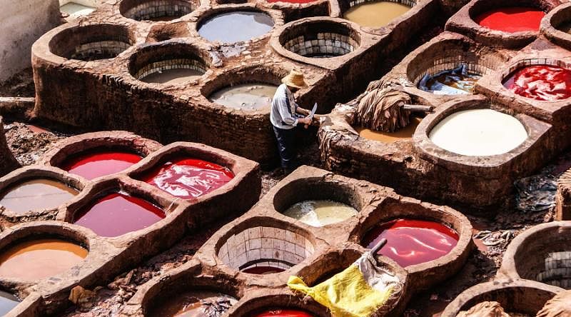 Morocco Fez Tannery Close Up View Morocco Fez Tannery Close Up View