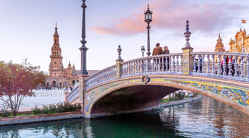 Plaza de España in December, Seville, Spain