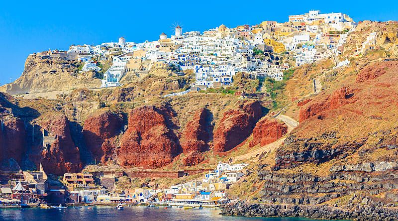 Aerial view of Santorini, Mediterranean sea, Greece. Aerial view of Santorini, Mediterranean sea, Greece.