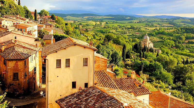 View over the tuscan town of Montepulciano in Italy