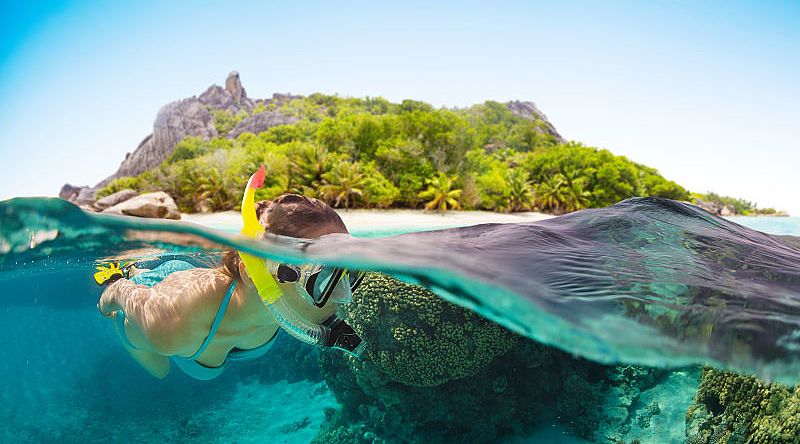 Snorkeling in the Seychelles.