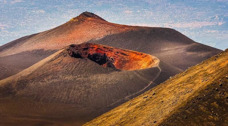 Crater of Etna, the highest active volcano in Europe
