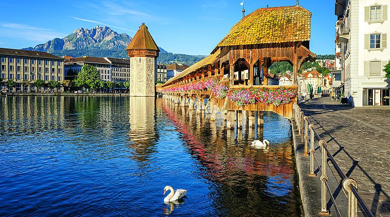 Chepel Bridge in Lucerne, Switzerland