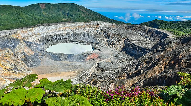 Witness the characteristic boil of the active Poas volcano, Costa Rica Witness the characteristic boil of the active Poas volcano, Costa Rica