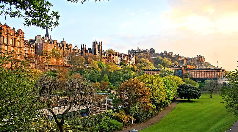 Princes street gardens in Edinburgh, Scotland