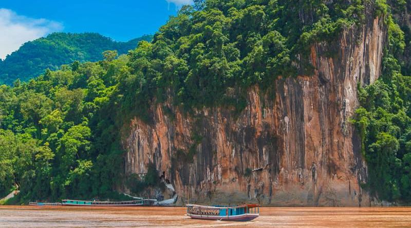 Pak Ou buddhist caves Tam ting and Mekong River