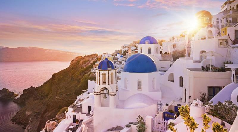 Sunset over Santorini, Greece