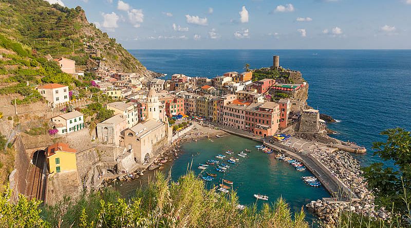 Vernazza, one of the five centuries-old landmarks where car traffic is prohibited, Cinque Terre National Park, Italy