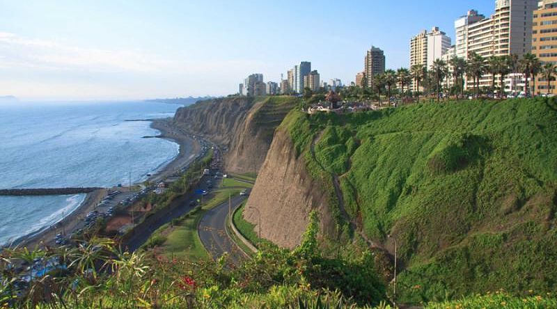 Beach view of Miraflores in Lima, Peru.