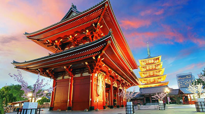 Sensoji-ji Temple in Asakusa, Japan.