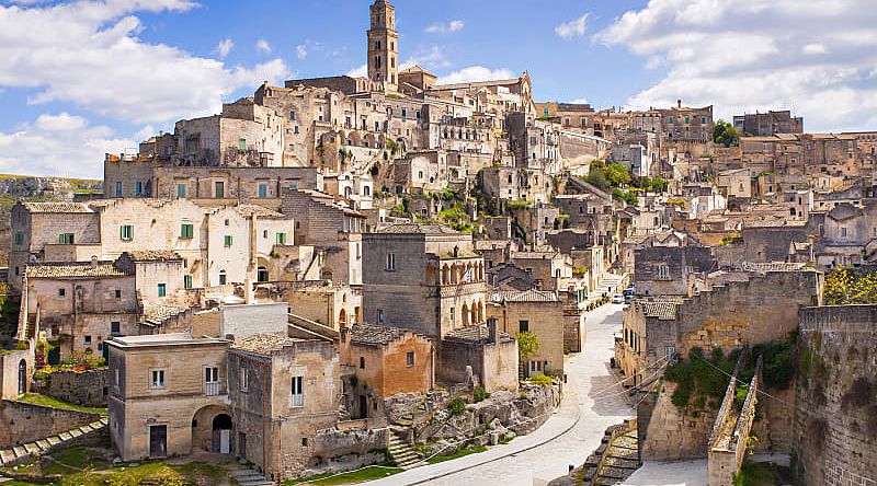 The old part of Matera is carved into the rock.