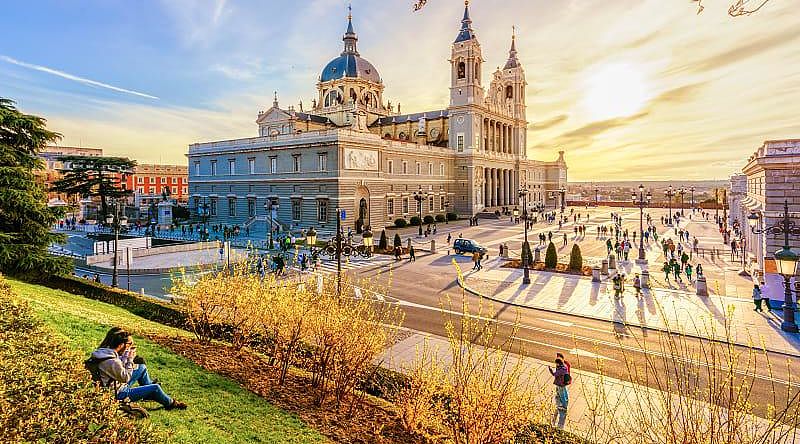 Cathedral of Madrid in Spain at sunset Cathedral of Madrid in Spain at sunset