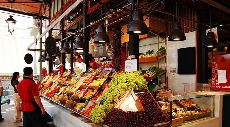 Traditional food market, Madrid, Spain