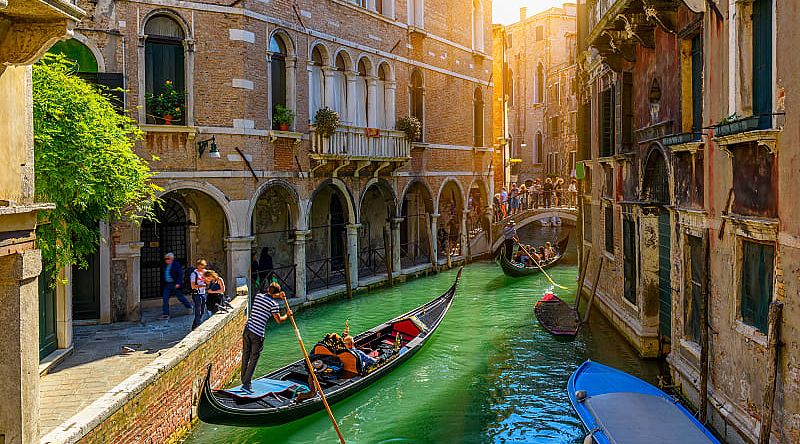 Gondola rides on the canals in Venice, Italy