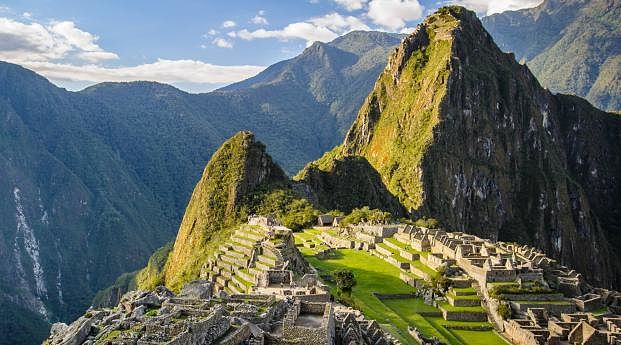 View of the ancient city of Machu Picchu in Peru View of the ancient city of Machu Picchu in Peru