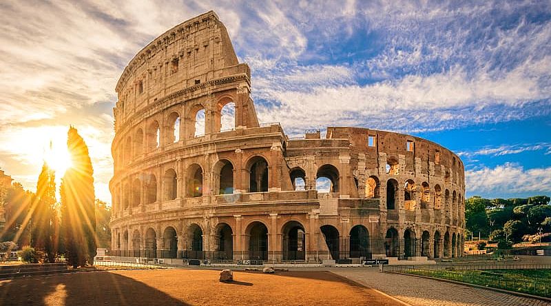 Roman Colosseum at sunrise in Italy Roman Colosseum at sunrise in Italy