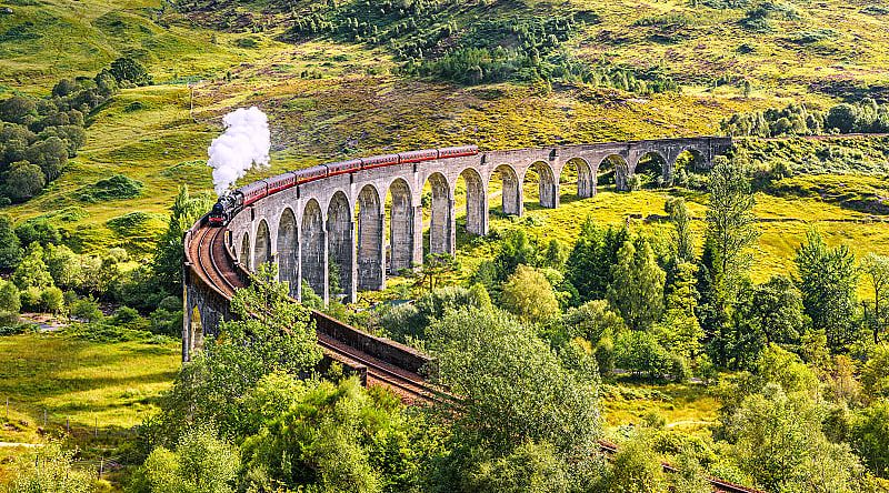 The Glenfinnan Viaduct railway in Scotland The Glenfinnan Viaduct railway in Scotland