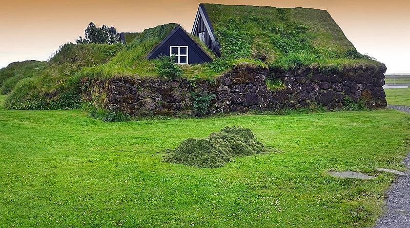 Typical Grass Roof Houses, Reykjavik, Iceland Typical Grass Roof Houses, Reykjavik, Iceland