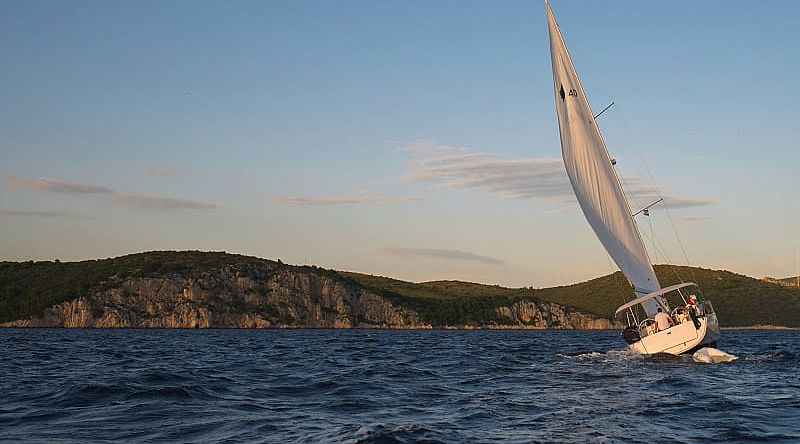 Yacht off the coast of Hobart, Tasmania, Australia Yacht off the coast of Hobart, Tasmania, Australia