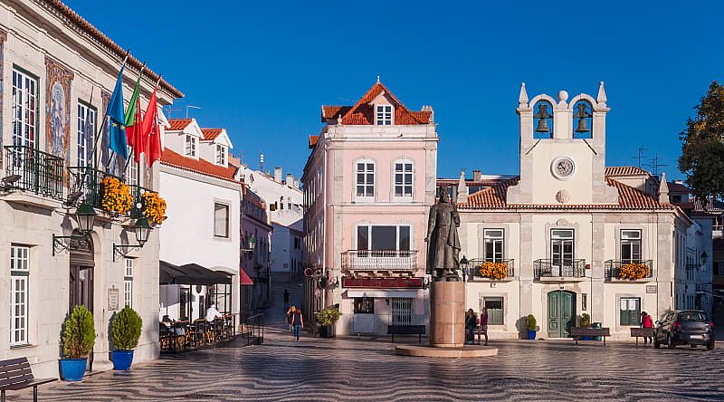 The central square of the town of Cascais, Portugal