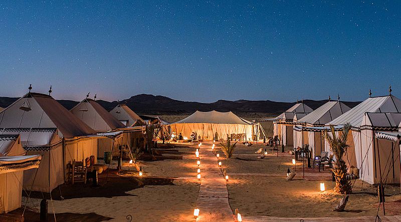 Luxury camp under the stars in Merzouga, Morocco