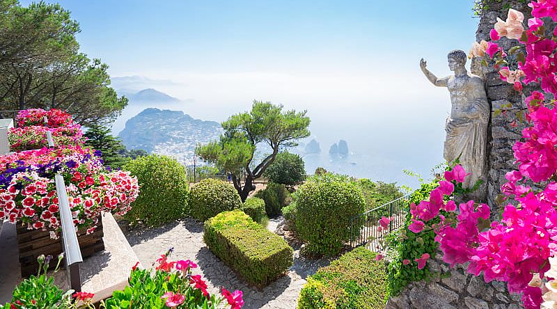 View of Capri Island from Mount Solaro in Italy