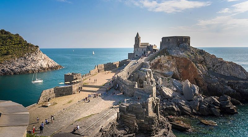 Portovenere, Italy Gothic Church of San Pietro on the Italian Riviera in Portovenere, Italy