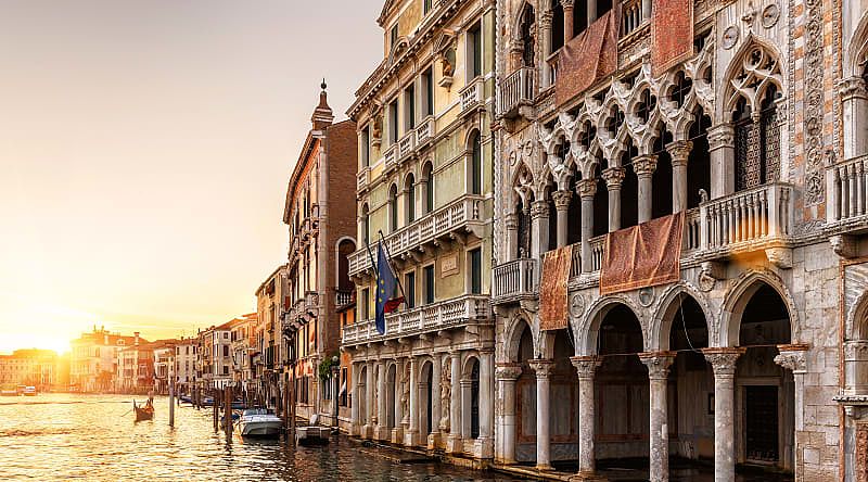 The Ca 'd'Oro Palace (Palazzo Santa Sofia) is also referred to as the "Golden House", Venice