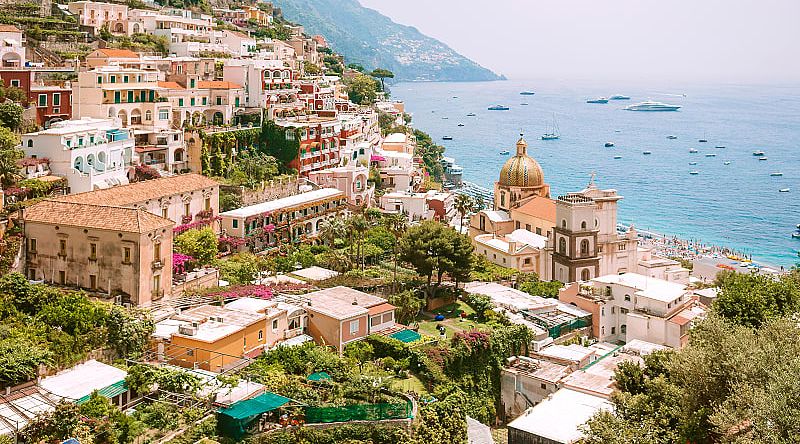 The town of Positano on the Amalfi Coast in Italy. The town of Positano on the Amalfi Coast in Italy.